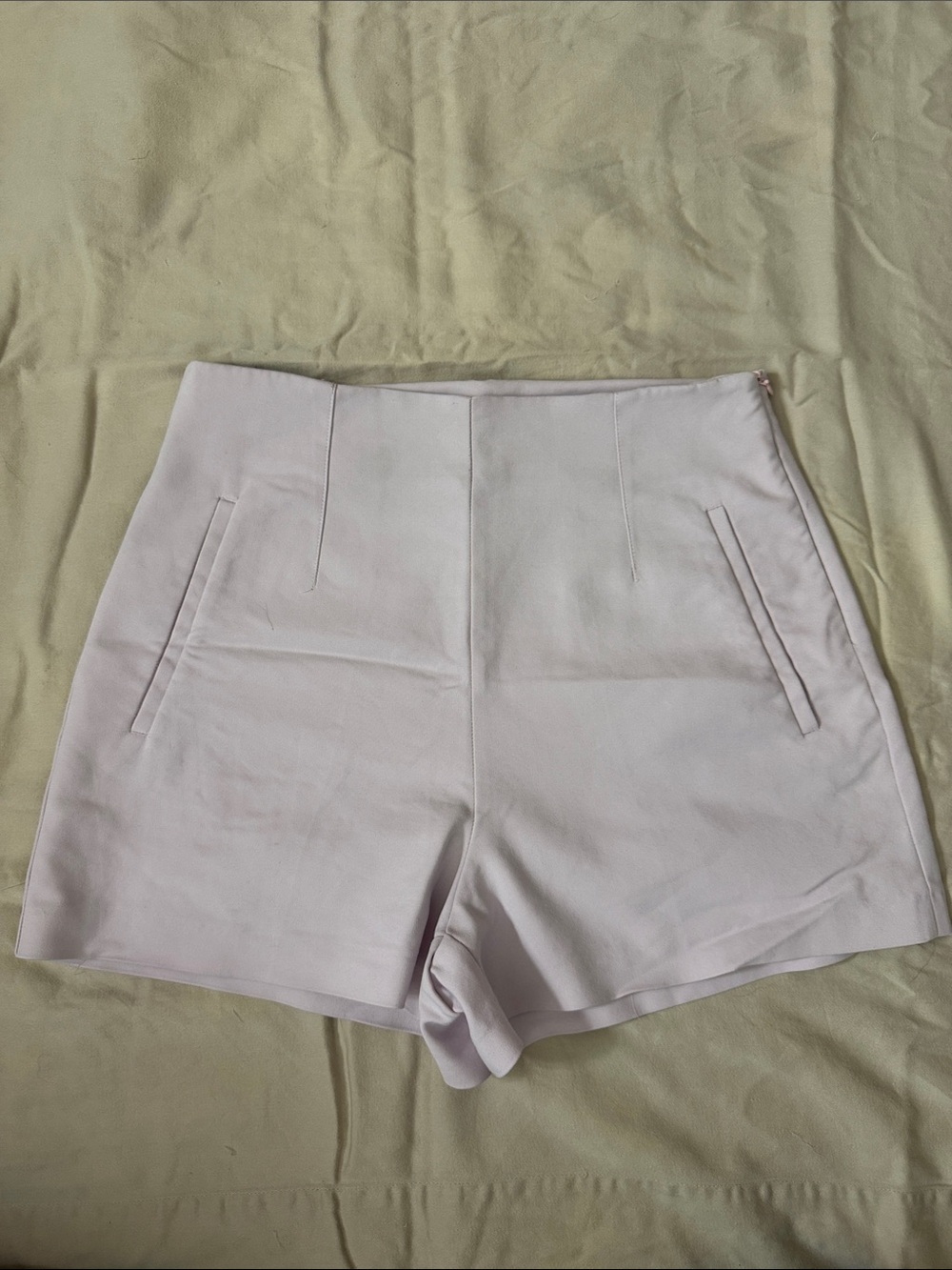Zara Pale Blush High-Waist Tailored Shorts